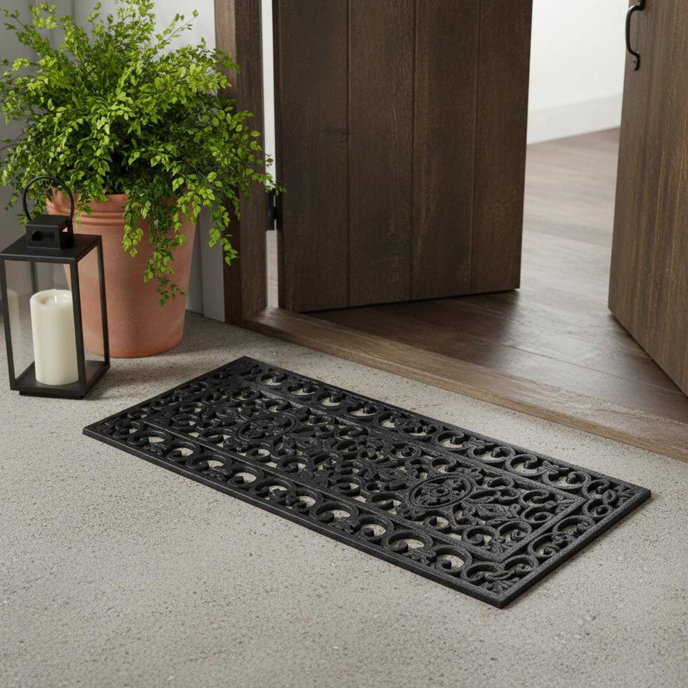 9" X 30" Black Rubber Outdoor Door Mat