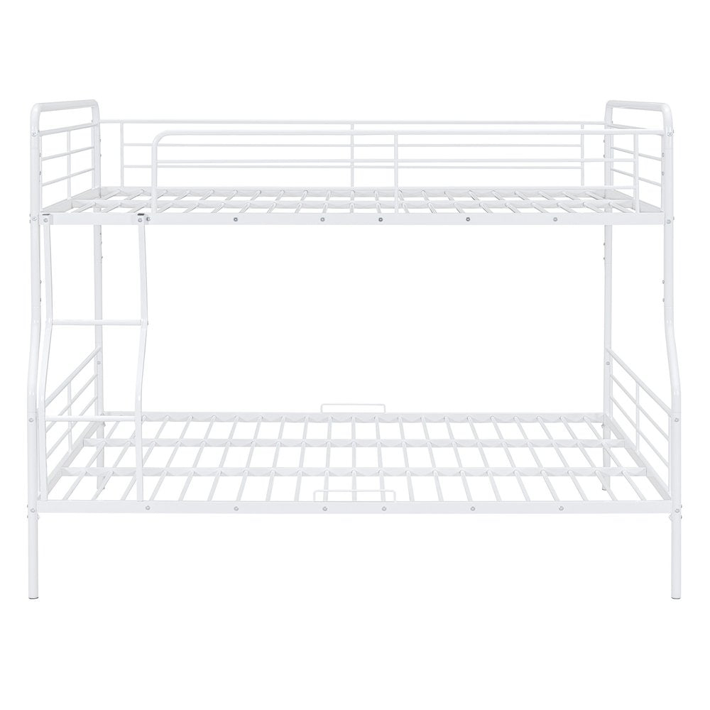 White Full XL Over Queen Contemporary Metal Bunk Bed