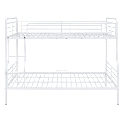 White Full XL Over Queen Contemporary Metal Bunk Bed
