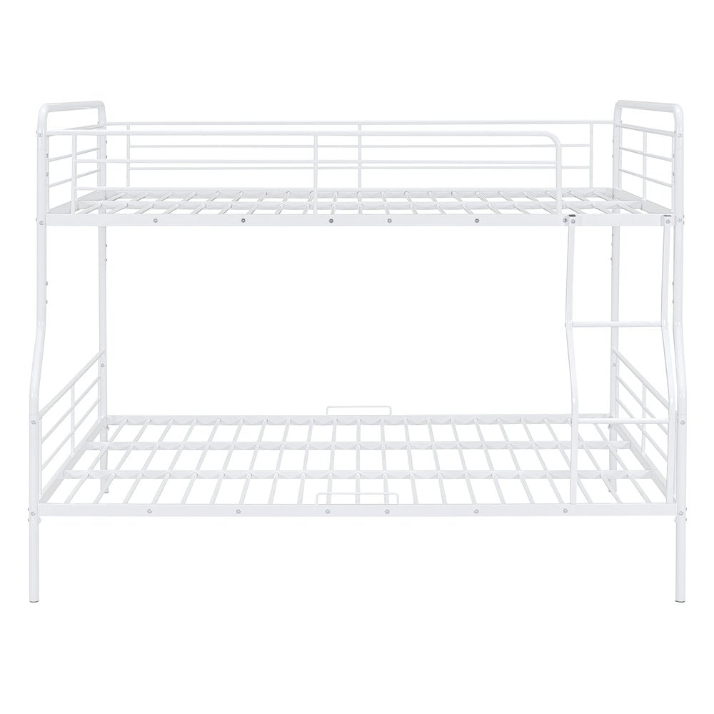 White Full XL Over Queen Contemporary Metal Bunk Bed