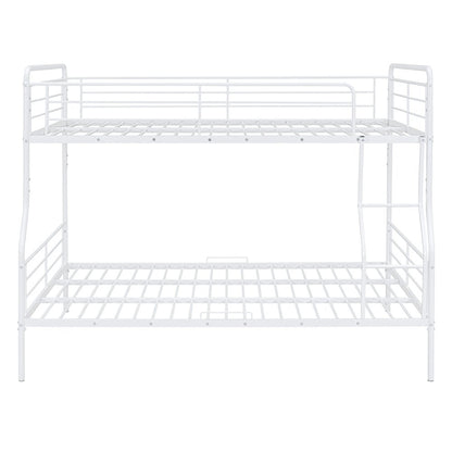 White Full XL Over Queen Contemporary Metal Bunk Bed