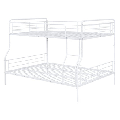 White Full XL Over Queen Contemporary Metal Bunk Bed