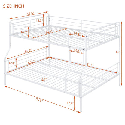 White Full XL Over Queen Contemporary Metal Bunk Bed