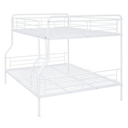 White Full XL Over Queen Contemporary Metal Bunk Bed