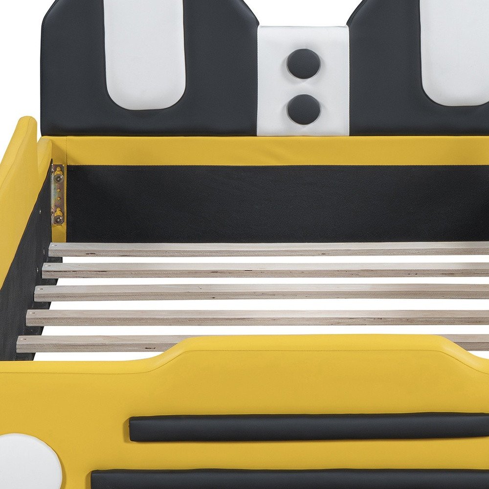 Yellow Tufted Upholstered Twin Bed Frame