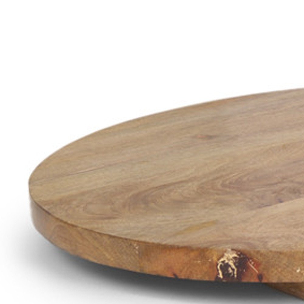 Set of Two Natural Solid Wood Handmade Round Serve Boards With Handles