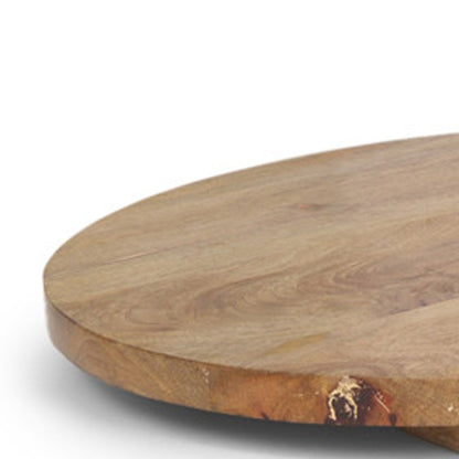 Set of Two Natural Solid Wood Handmade Round Serve Boards With Handles