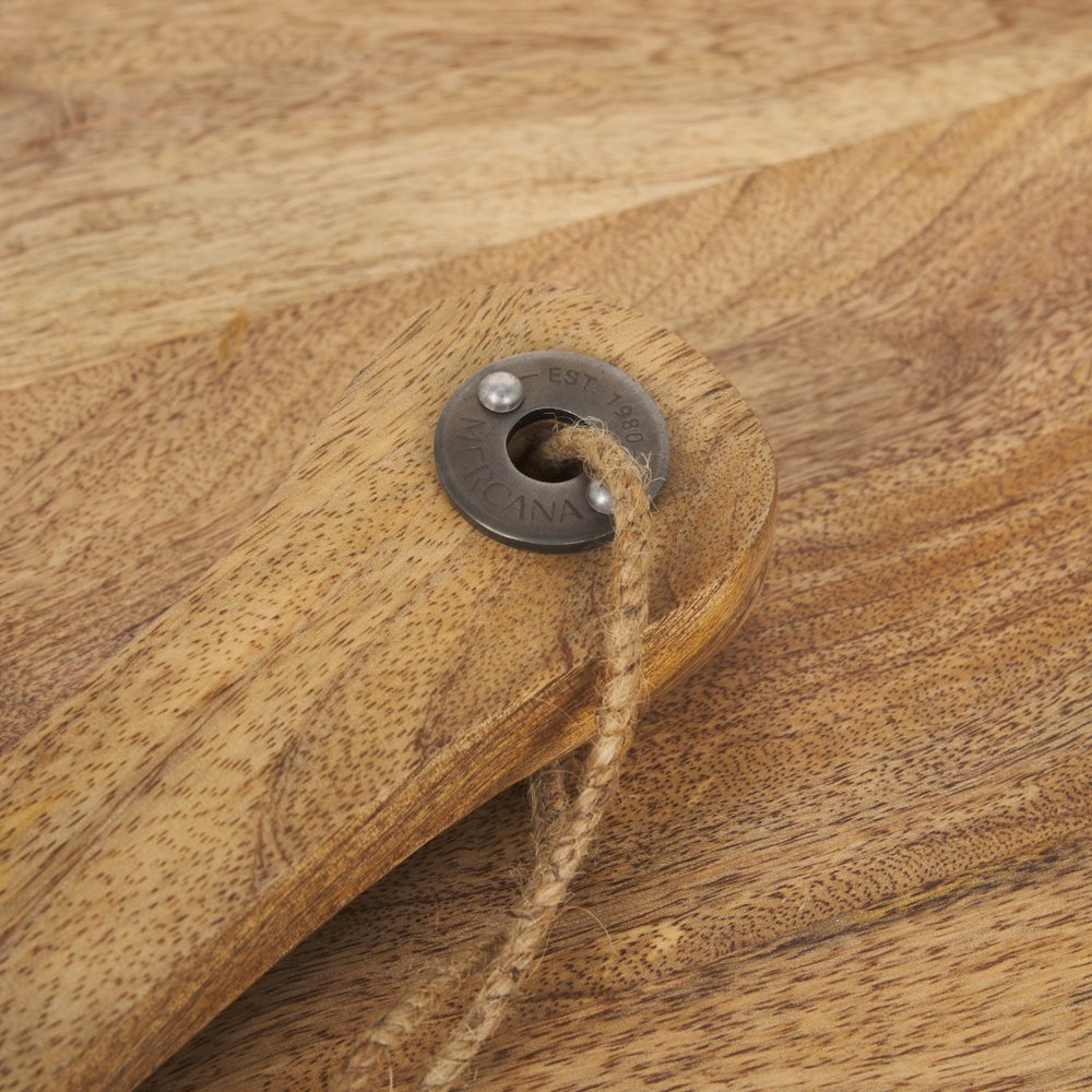 Set of Two Natural Solid Wood Handmade Round Serve Boards With Handles