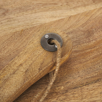 Set of Two Natural Solid Wood Handmade Round Serve Boards With Handles