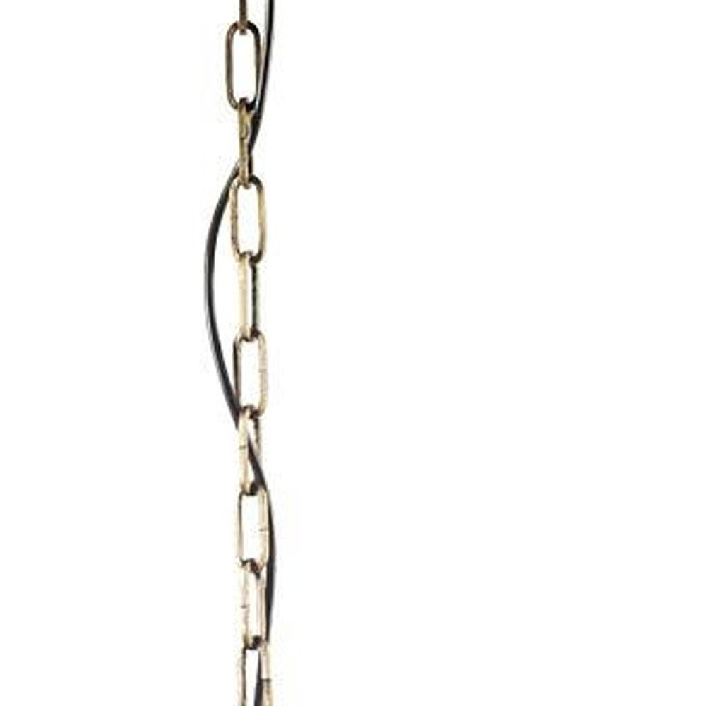 White And Gold Empire Three Light Metal and Beads Dimmable Chandelier