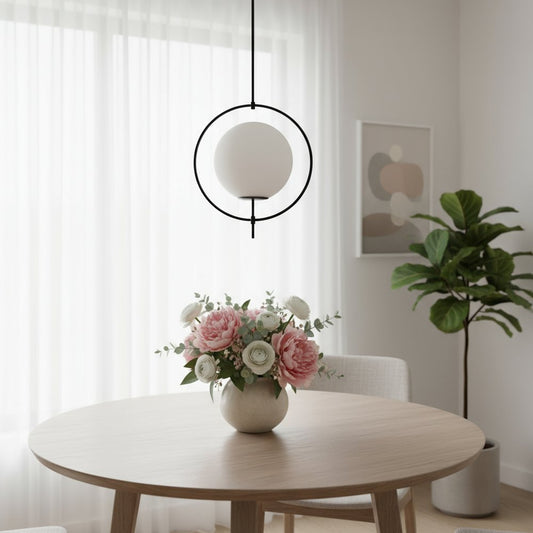 White Single Metal Dimmable Ceiling Light With White Shades