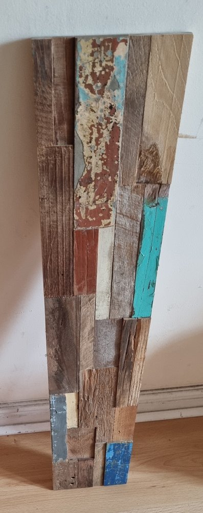 Blue Natural And Navy Blue 3D Embossed Teak Decorative Wall Panel