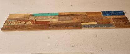 Blue Natural And Navy Blue 3D Embossed Teak Decorative Wall Panel