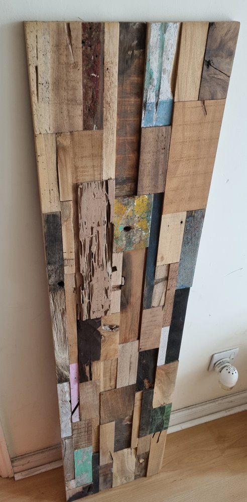 Blue Natural And Navy Blue 3D Embossed Teak Decorative Wall Panel