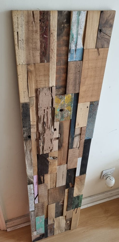 Blue Natural And Navy Blue 3D Embossed Teak Decorative Wall Panel