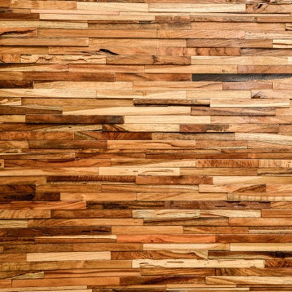 Brown 3D Embossed Geometric Teak Reclaimed Wood Decorative Wall Panels