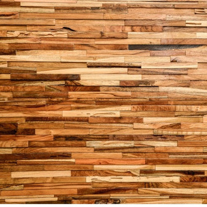 Brown 3D Embossed Geometric Teak Reclaimed Wood Decorative Wall Panels