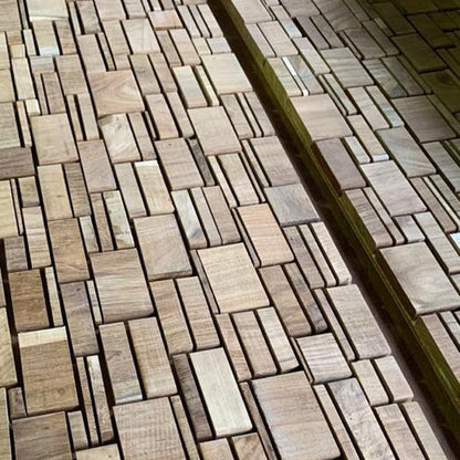 Brown 3D Embossed Teak Reclaimed Wood Decorative Wall Panel