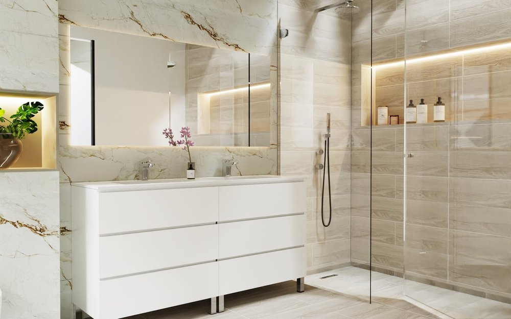 64" White Wood Freestanding Bathroom Vanity With White Sink And Three Drawers