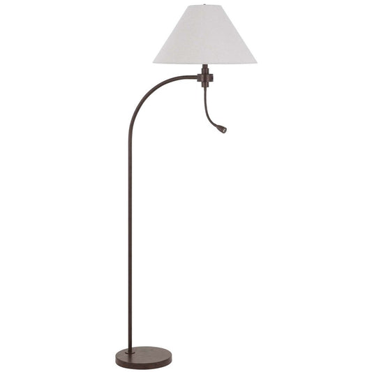 68" Rust Metal Reading Floor Lamp With Gray Fabric Empire Shade