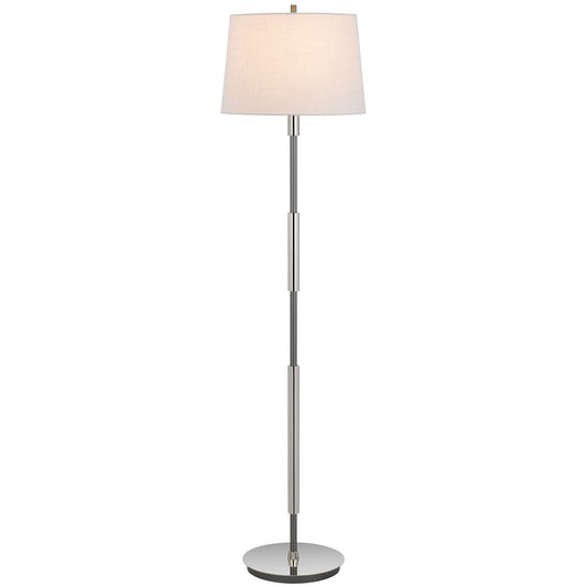 60" Silver Metal Floor Lamp With White Fabric Drum Shade