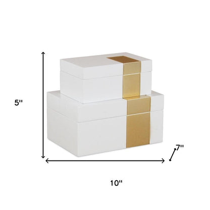 Set Of Two White And Gold Wood Jewelry Boxes