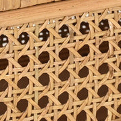 Set Of Two Natural Wood Rattan And Glass  Jewelry Boxes