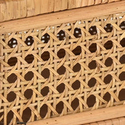 Set Of Two Natural Wood Rattan And Glass  Jewelry Boxes