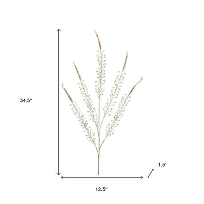 Set of Two Gold And Clear Faux Crystal Beaded Linear Fern Wreath Sprays