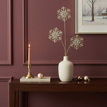 Set of Two Gold And Clear Faux Crystal Beaded Linear Snowflake Wreath Sprays