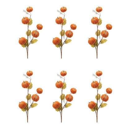 Set of Six Orange and Green Fall Mini Pumpkins Wreath Sprays