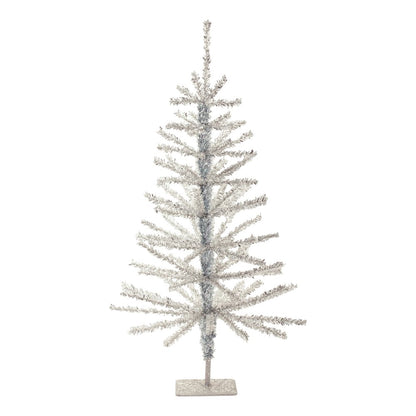 Set Of Two Silver Tinsel Sparse Pine Christmas Trees