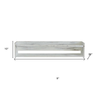 Set Of Two White Wood Wall Mounted Floating Shelves