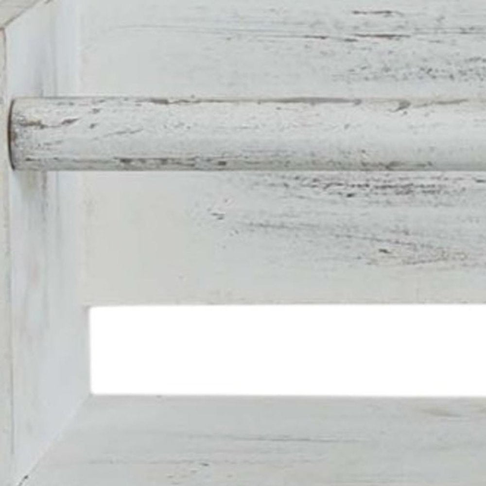 Set Of Two White Wood Wall Mounted Floating Shelves