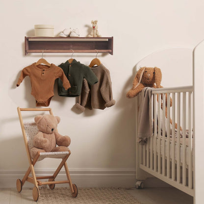Set Of Two Brown Wood Wall Mounted Floating Shelves