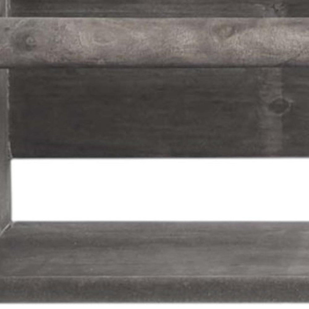 Set Of Two Gray Wood Wall Mounted Floating Shelves