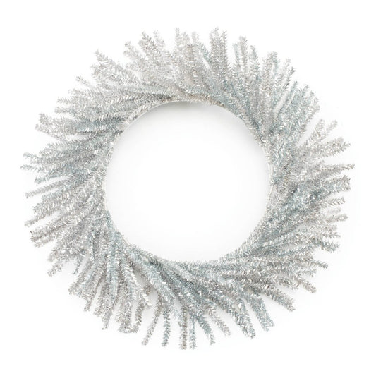 21" Silver Tinsel Faux Pine Christmas Artificial Wreath