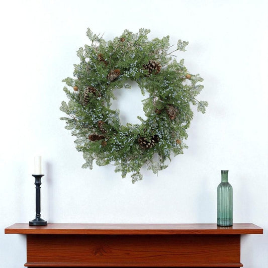 26" Green And Brown Christmas Juniper Artificial Wreath