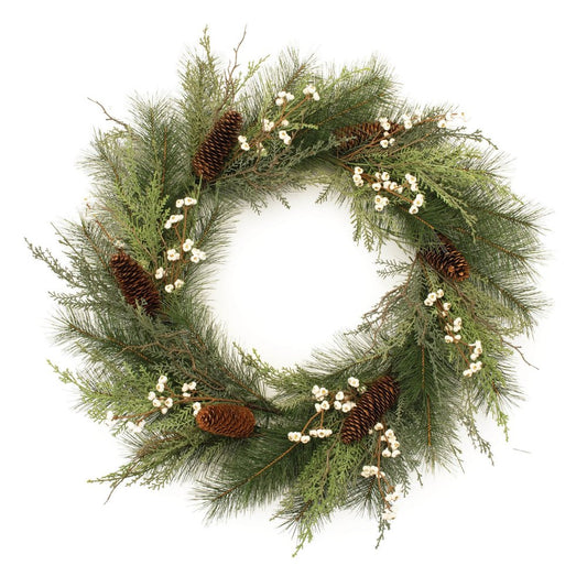 29" Green And Brown Christmas Pine Artificial Wreath