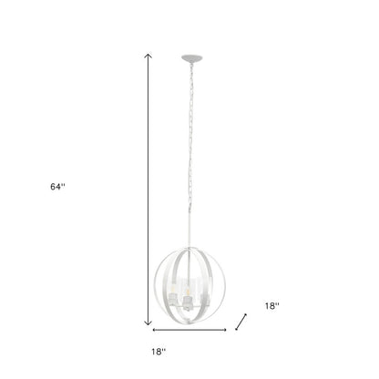 White Sphere Three Light Iron Ceiling Light With White Shades