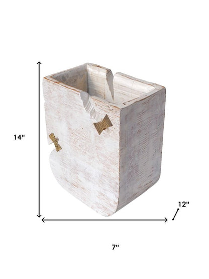 White Wood Pot Planter