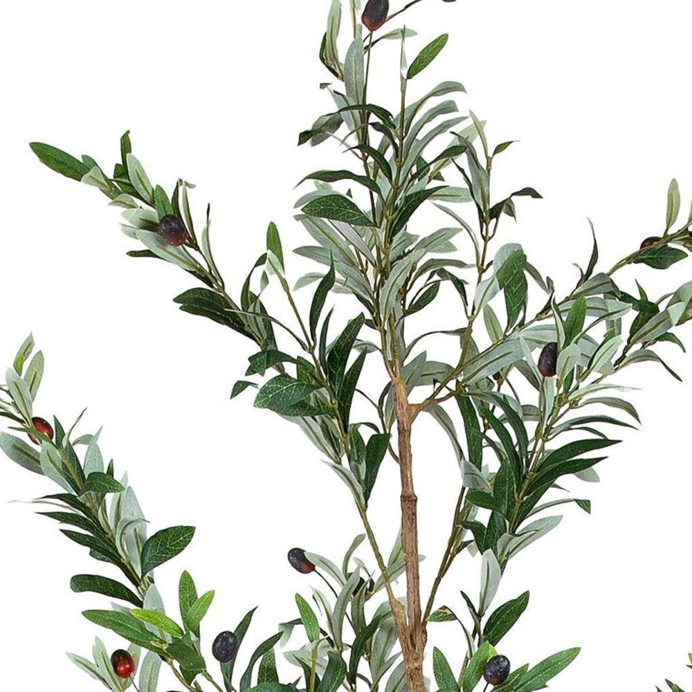 Set Of Two 84" Green Artificial Olive Trees in a Black Pot