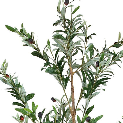 Set Of Two 84" Green Artificial Olive Trees in a Black Pot