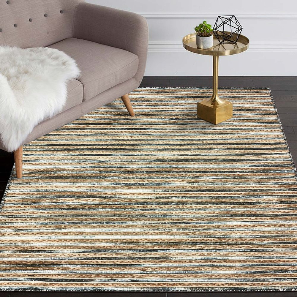 Wool Striped Hand Braided Area Rug