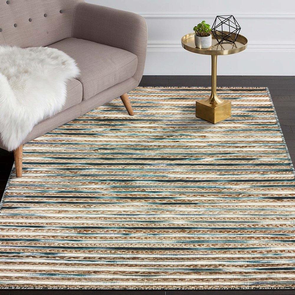 Wool Striped Hand Braided Area Rug