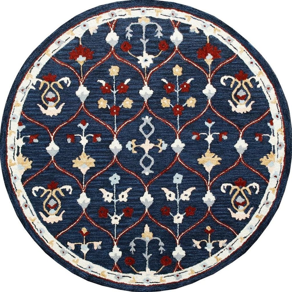 Wool Trellis Hand Tufted Round Rug