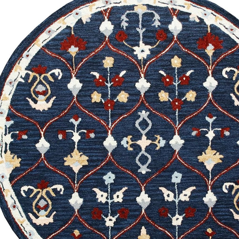 Wool Trellis Hand Tufted Round Rug