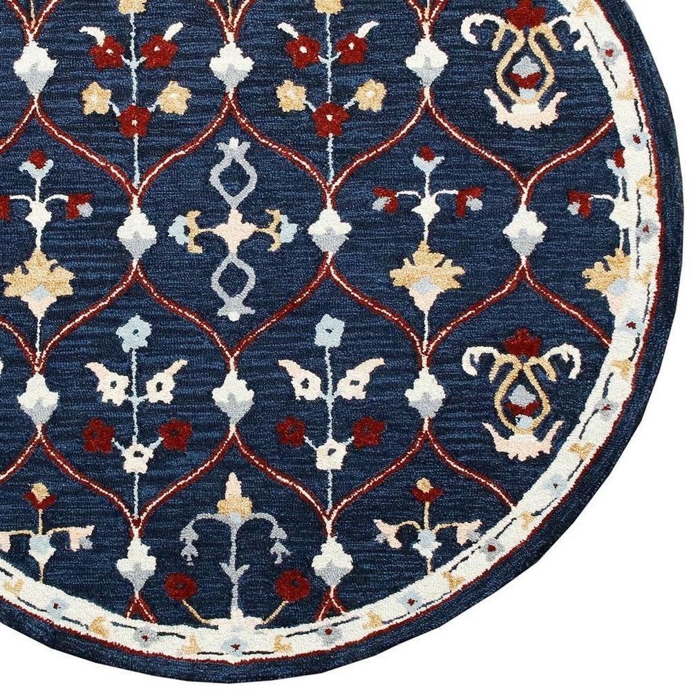 Wool Trellis Hand Tufted Round Rug