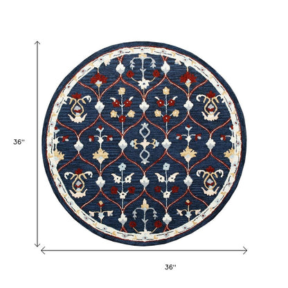 Wool Trellis Hand Tufted Round Rug