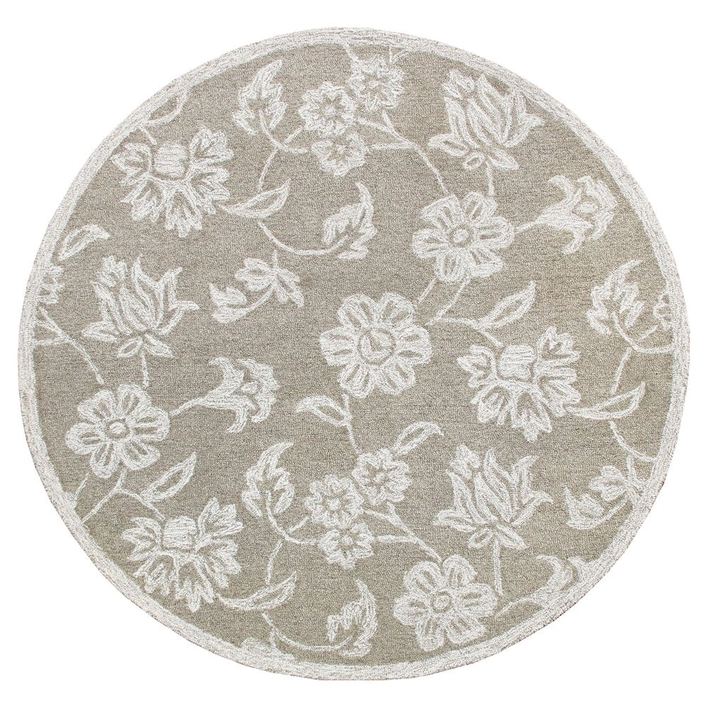 Wool Floral Hand Tufted Round Rug